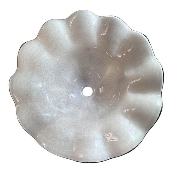 Vintage Large 15" Iridescent Pulled Feather Art Glass Lamp Shade Ruffled Edges - Picture 11 of 11